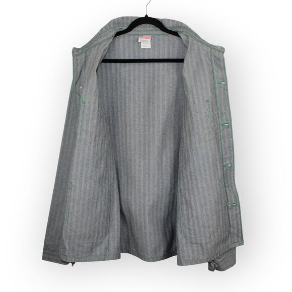 XL PointerBrand LCKing FisherStripe Chore Coat DrillDuckPocket GreenStitch USA - Picture 8 of 16